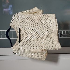 Cream sequins blouse